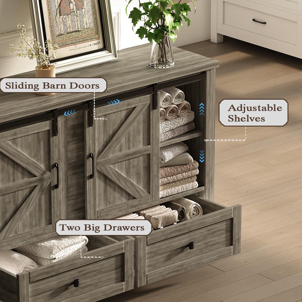 wanan 48" 5 Drawer Dresser (Light Rustic Oak, 48'' 5 Drawers Dresser) wanan