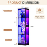 Jocisland 18x14 Inch Display Cabinet with RGB Lights, 4-Tier Storage Display Case for Collectibles, Adjustable Shelves, MDF and Tempered Glass, Black Jocisland