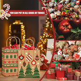 Vellibring 24pcs Kraft Christmas Gift Bags with Handles, Medium Paper Bags for Holiday Party Favors and Decor Supplies Vellibring