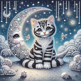 Stalente Diamond Painting Kits for Adults Cat and Moon, 5D Special Shape Diamond Art Kits for Beginners, Crystal Rhinestones Diamond Painting for Home Wall Decoration Gift 12×12inch, Animal Stalente