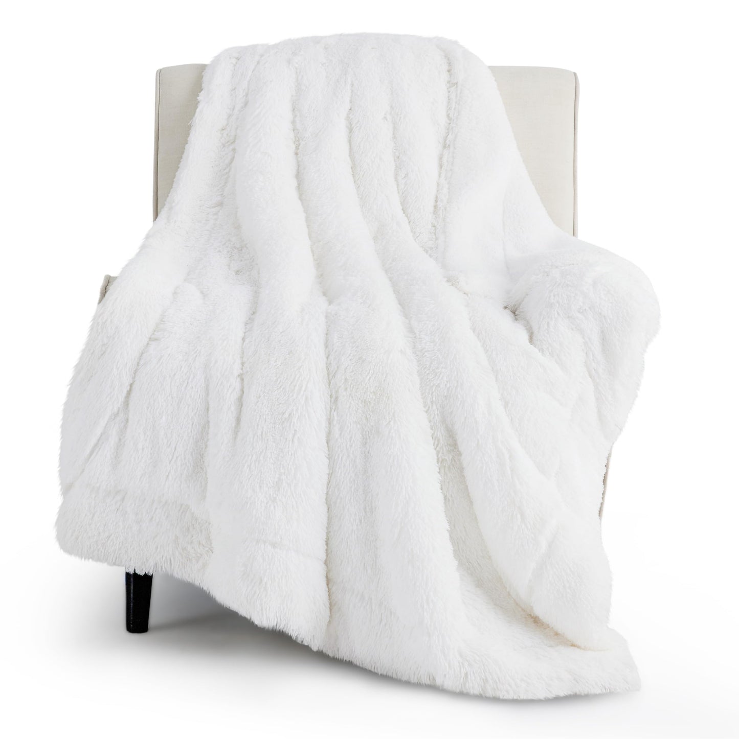 Bedsure Soft White Throw Blanket for Couch, Fluffy White Blankets Fuzzy Fleece Blanket for Sofa Chair, Cozy Sherpa Faux Fur Blanket, White Decor Christmas Blanket White Gifts for Women, Girls, 50x60