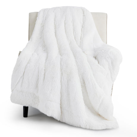 Bedsure Soft White Throw Blanket for Couch, Fluffy White Blankets Fuzzy Fleece Blanket for Sofa Chair, Cozy Sherpa Faux Fur Blanket, White Decor Christmas Blanket White Gifts for Women, Girls, 50x60 Bedsure