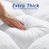 King Size Mattress Topper for Back Pain, Cooling Extra Thick Mattress Pad Cover with 8-21 inch Deep Pocket, Plush Pillow Top Mattress Topper Overfilled with Down Alternative, King Size, White MATBEBY