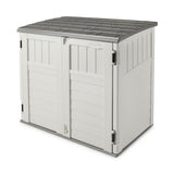 Suncast 34 Cu Ft Capacity Horizontal Outdoor Storage Shed for Garbage Cans, Garden Accessories, Backyard, and Patio Use, Vanilla Suncast