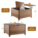 LYNCOHOME 31.5" Fluted Lift Top Coffee Table with Storage, Square Coffee Tables for Living Room, Coffee Table with Large Hidden Storage Compartment and Adjustable Shelves，Walnut LYNCOHOME