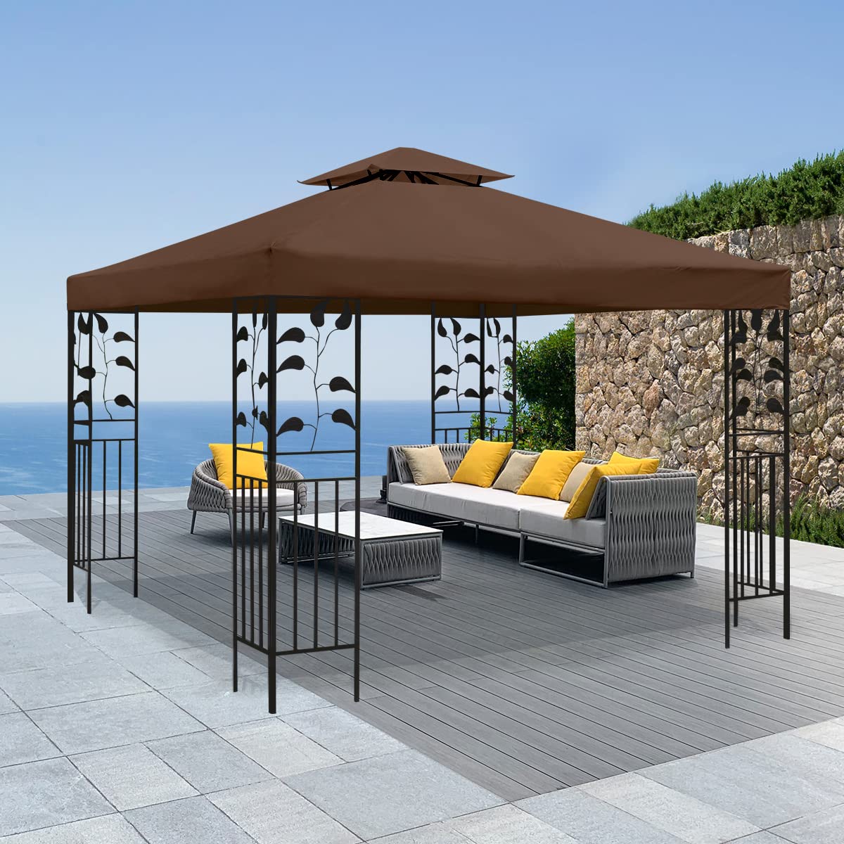 Gazebo Canopy Replacement 118"x118" Outdoor Canopy Shelter for Smaller 10x10ft Top Double Tiered Canopy Cover ERFEI