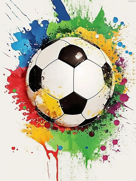 YUINJP Watercolor Soccer Ball Diamond Painting Kits, 5D Full Round Gemstone Crystal Painting by Diamond Painting Art Kits for Adult, for Home Decor Living Room Decor and Relaxing Gift 30x40cm YUINJP