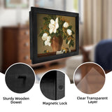 Dononr Hidden Gun Storage, Hidden Gun Safe for Pistols with Magnetic, Wooden Picture Frames for Handgun, Hidden Storage Gun Safe Home Furniture, Concealment Furniture Picture Frame Box, Black Dononr