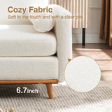 Halitaa 65" Sherpa Loveseat Sofa, Modern Love Seat Mini Boucle Couch for Living Room Bedroom, 2 Seater Small Comfy Sofa Couch for Home Office Small Spaces, White Halitaa