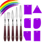 LIERFIS 11 Pcs Palette Knife Set, 5 Pcs Stainless Steel Palette Knives and 6 Pcs Plastic Scrapers, Painting Accessories for Oil Acrylic Canvas Painting Color Mixing Thick Paint Applications (Purple) LIERFIS