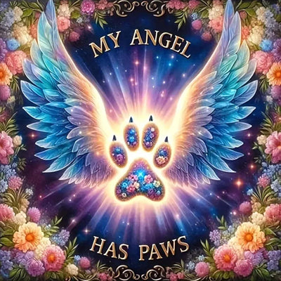 ARPADAMO Angel Wings Diamond Art Kits for Adults,5D Diamond Painting DIY Dog Paw Diamond Art Diamond Painting Kits for Adult,Round Full Drill Diamonds, Diamond Art Kits for Home Decor-13.78x13.78inch