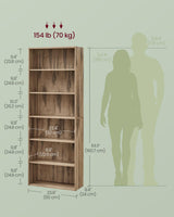 VASAGLE Custos Collection - Bookshelf, 6-Tier Bookcase, Book Shelf, Open Storage Shelf, 9.4 x 23.6 x 63.3 Inches, for Living Room, Home Office, Dinning Room, Camel Brown ULBC166T50 VASAGLE