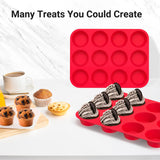 Redfly 2 Pack Silicone Muffin Pan for Baking, Silicone Cupcake Pan, Silicone Molds for Baking, Muffin Tin 12 Cup Regular Size, Silicone Cupcake Mold, BPA Free Silicone Muffin Cups, Silicone Egg Molds Redfly