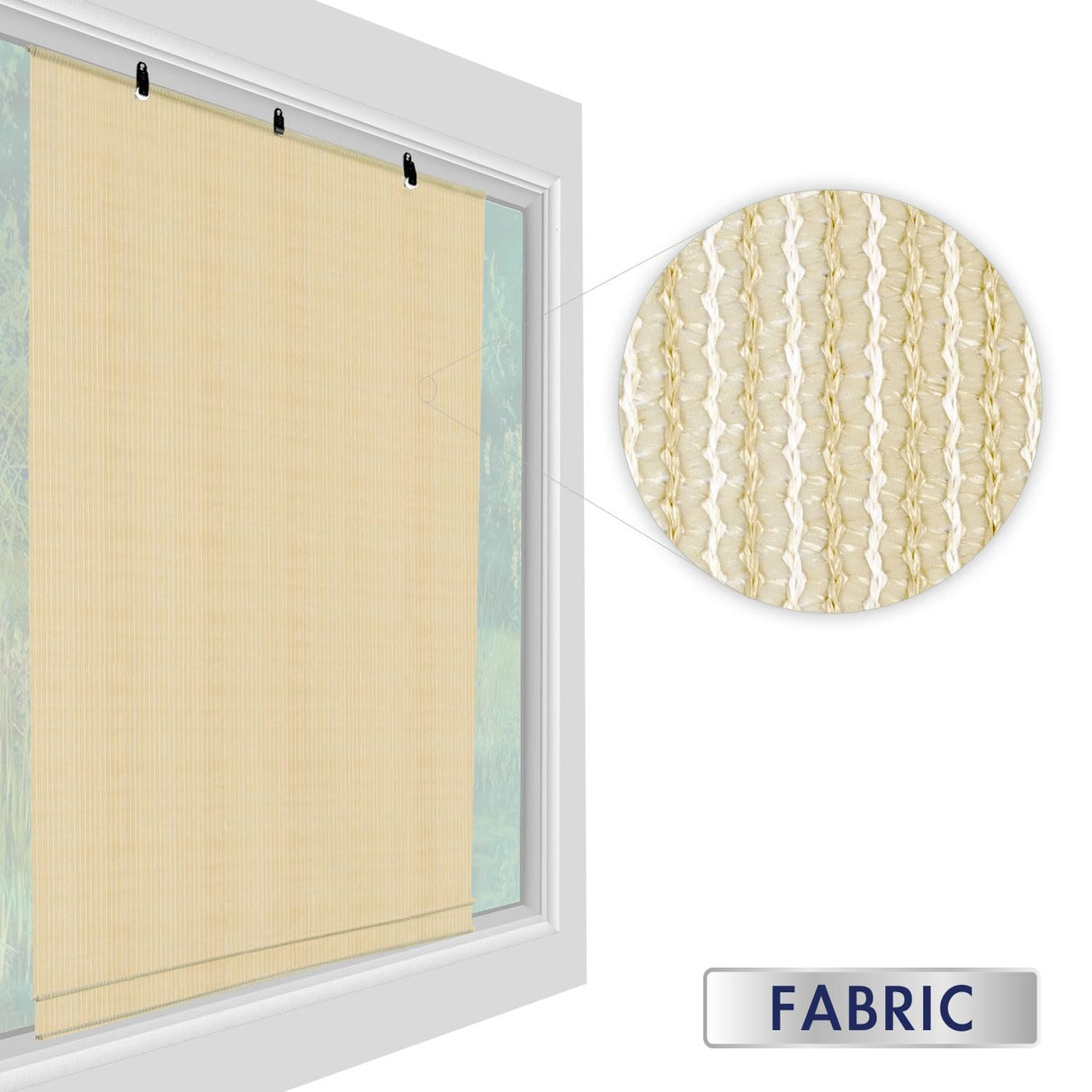 Windscreen4less Outdoor Shade Blinds Patio Roll Up Blackout Shades Exterior Roller Privacy Screen for Pergola Balcony Porch Carport Deck Window, 8' W x 6' L Beige Windscreen4less