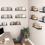 EALLRINEC Floating Shelves - 24 Inch Wall Mounted Set of 3, Rustic Wood Storage Shelves for Living Room (Black) EALLRINEC