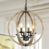 Eco-homely 6 Lights Farmhouse Chandelier - Orb Rustic Wooden Globe Chandelier for Kitchen Island, Foyer, Bedroom and Living Room (20 Inches, 6 Light) Eco-homely