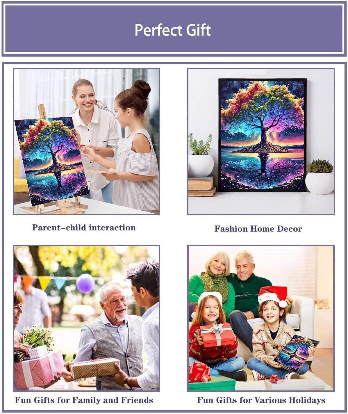 Tree of Life Paint by Numbers Kit for Adults Beginner with Wooden Framed,Adult Paint by Number Kits On Canvas,Adults' Paint-by-Number Kits DIY Oil Painting Kits for Gift Home Wall Decor 12x16 Inch MIRCVSH