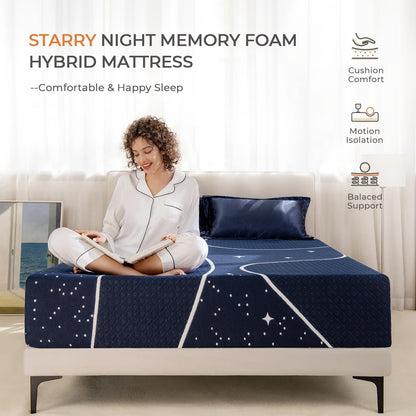 Sweetnight Full Mattress, 14 Inch Full Size Hybrid Mattress in a Box, Memory Foam Full Size Bed Mattress with Pocketed Coils for Comfortable Sleep & Pressure Relief, Medium Soft