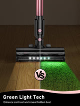 VICEASE Cordless Vacuum Cleaner, 8 in 1 Powerful Suction Lightweight Vacuum Cleaner for Home, LED Display, 3 Suction Modes, 45Mins Detachable Battery Vacuum for Hard Floor Carpet Pet Hair, Pink VICEASE