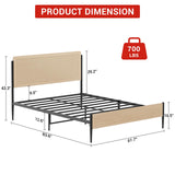 GAOMON Full Size Bed Frame with Natural Rattan Headboard & Solid Wood Footboard - Under Bed Storage Space, Quiet Noise-Free Design, No Box Spring Needed,Oak GAOMON