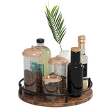 KOKSTOP Lazy Susan Organizer：9 Inch Rotating Spice Rack for Kitchen Countertop Round Wooden Turntable Holder for Cabinet, Dining Table, Cupboard Storage – Black KOKSTOP
