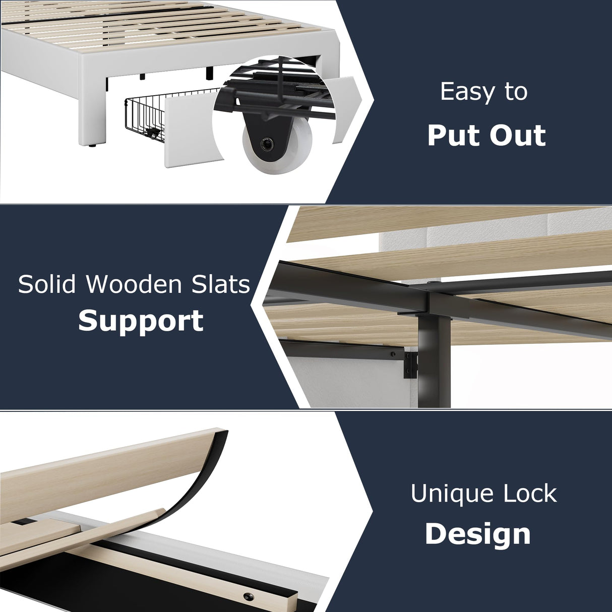 VECELO Twin Size Bed Frame with Storage Drawers, Leather Upholstered with Diamond Tufted Headboard, Solid Wood Slat Support, No Box Spring Needed, White VECELO