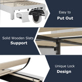 VECELO Twin Size Bed Frame with Storage Drawers, Leather Upholstered with Diamond Tufted Headboard, Solid Wood Slat Support, No Box Spring Needed, White VECELO