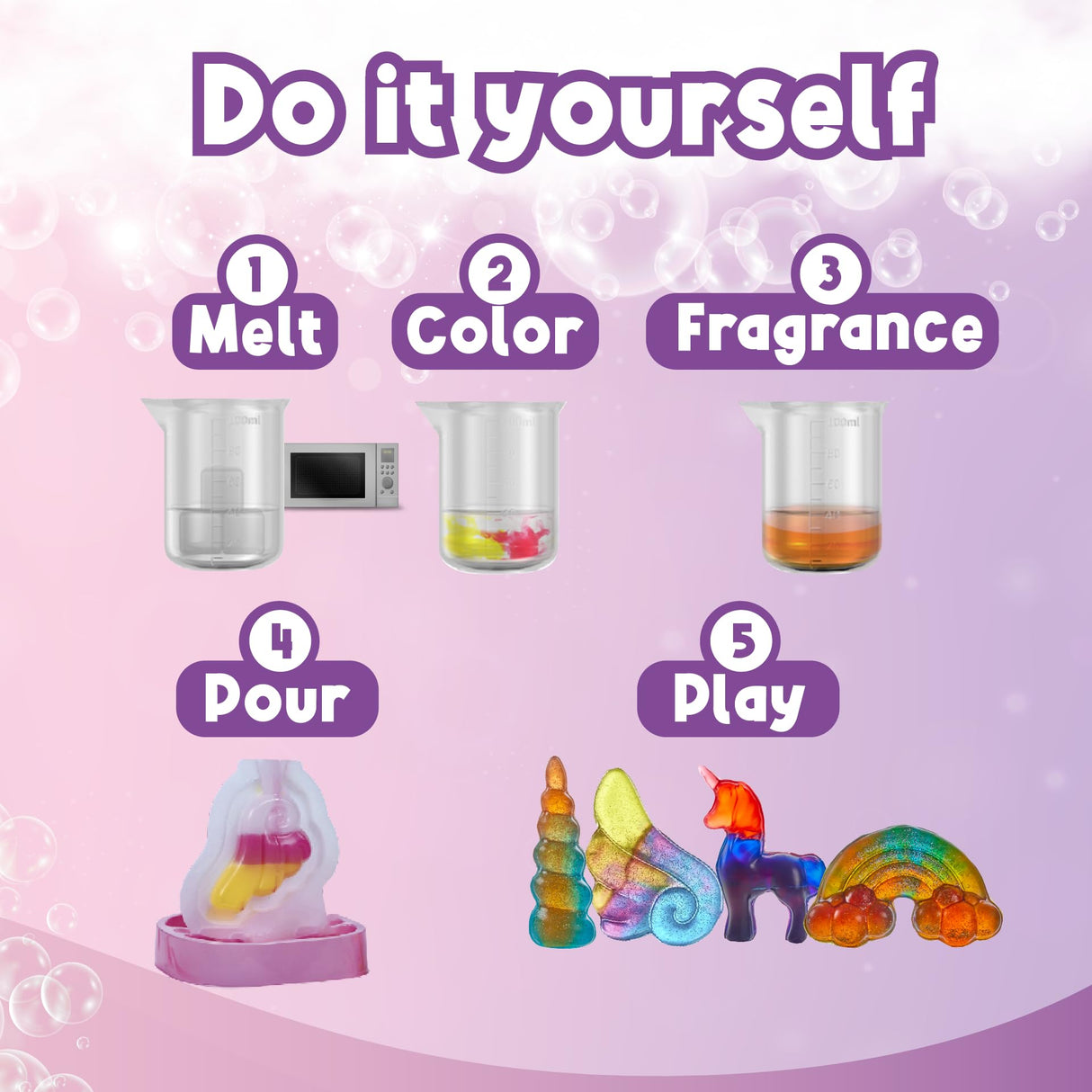 Playbees Unicorn Soap Making Kit for Kids – Fun DIY Project Age 6-12, STEM Science Craft, Educational Toys & Birthday Gifts for Girls and Boys Playbees