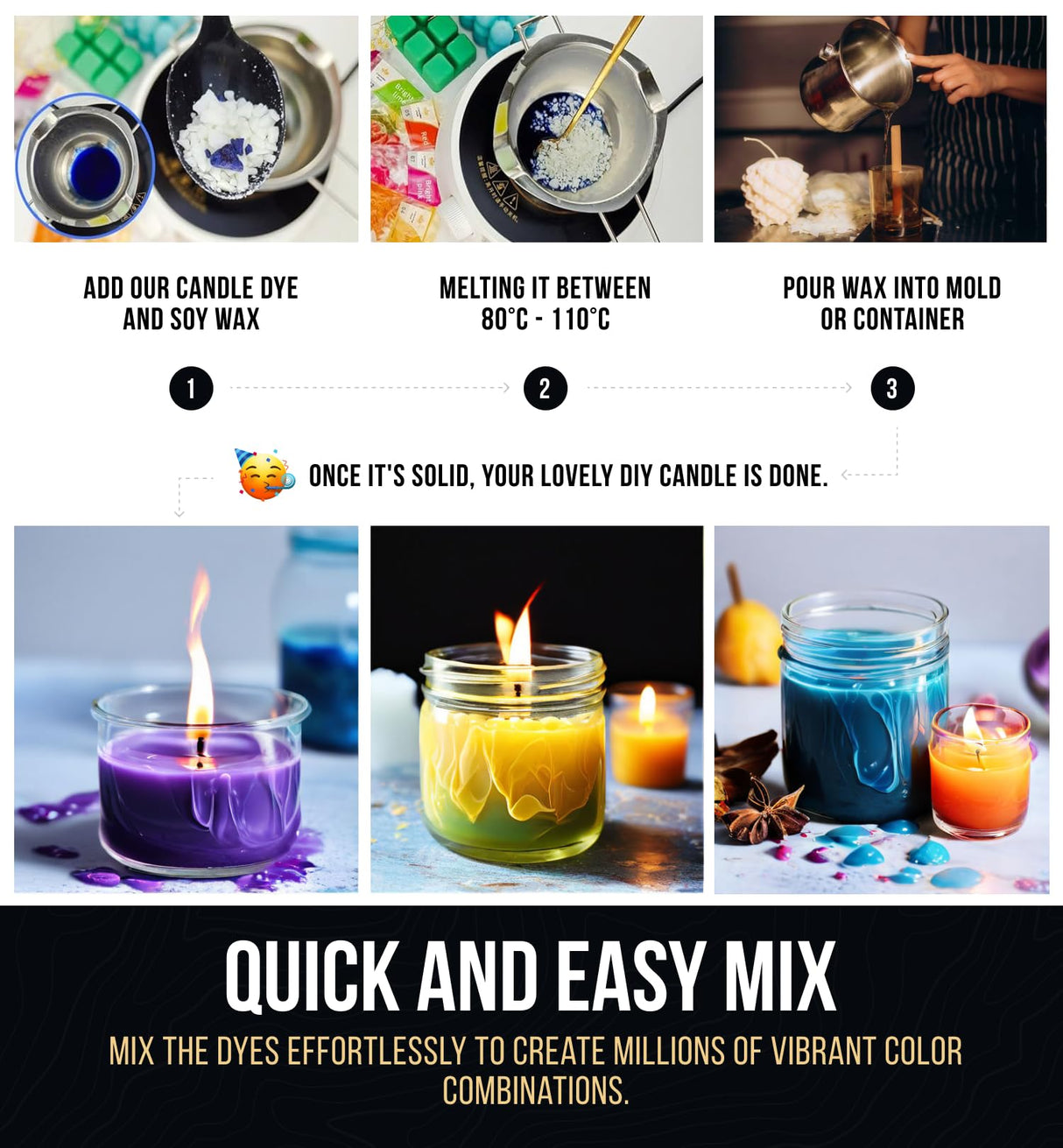 Candle Dye for Soy Wax Candle Making - 16 High-Concentration Colors - Mix to Create Endless Shades Craft911