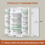 NEWOWNDS 50'' LED Kitchen Pantry Storage Cabinet, White Pantry Cabinets for Kitchen Storage with Adjustable Shelves, Freestanding Food Storage Cabinet with Doors for Living Room and Dinning Room NEWOWNDS