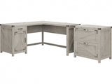 Bush Furniture Grove L Shaped Desk with 2 Drawer Lateral File Cabinet, 60W, Cottage White Bush Business Furniture
