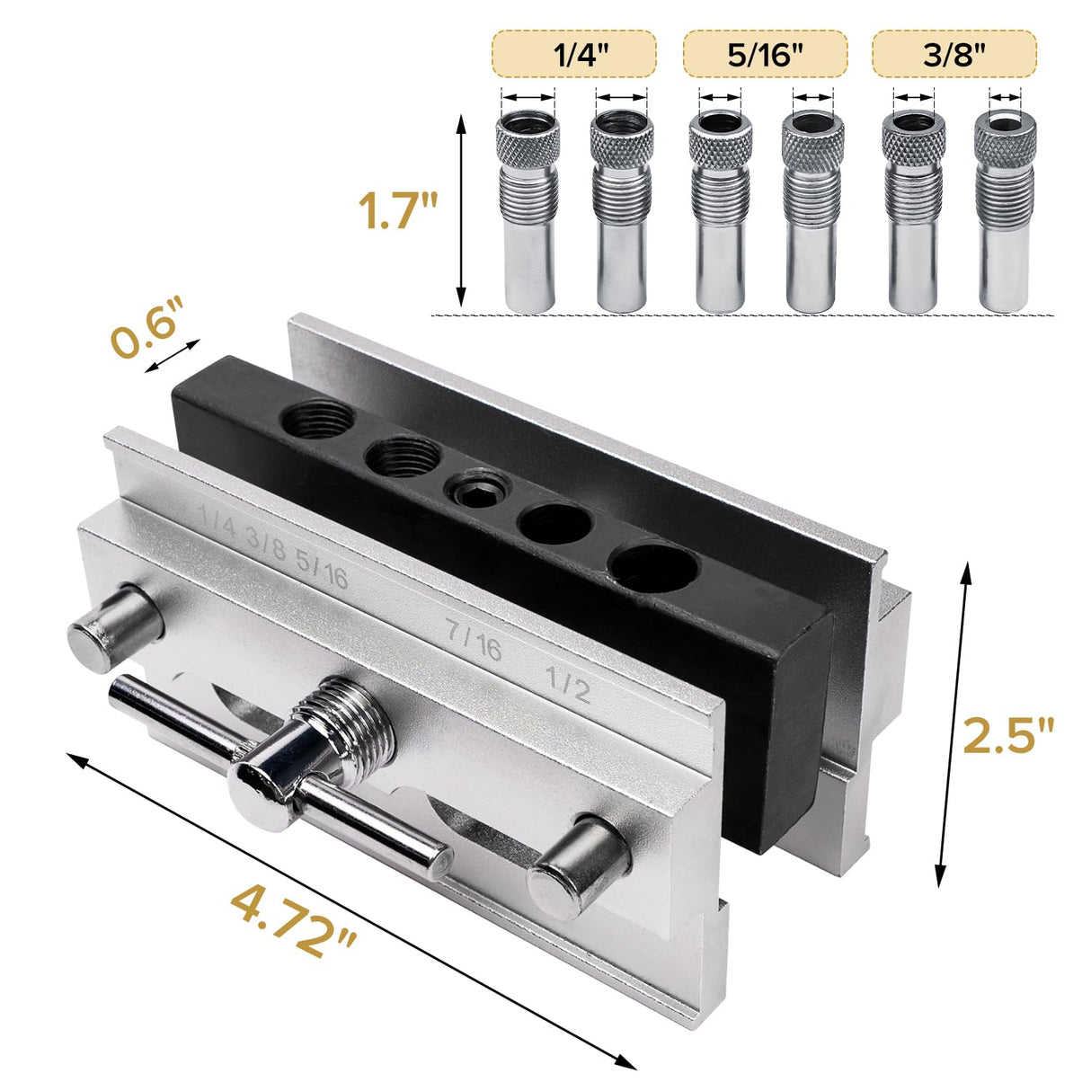 Donext Self Centering Doweling Jig, Adjustable Width Dowel Jig for Straight Holes, Biscuit Joiner Set With 6 Drill Guide Bushings, Woodworking Drilling Guide Power Tool Accessory Jigs Donext