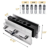 Donext Self Centering Doweling Jig, Adjustable Width Dowel Jig for Straight Holes, Biscuit Joiner Set With 6 Drill Guide Bushings, Woodworking Drilling Guide Power Tool Accessory Jigs Donext