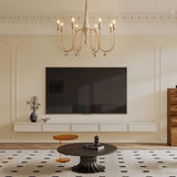 LOVEDIMA 38.2" French Country Chandelier, Modern Farmhouse 8-Light Candle-Style Chandeliers Wood Pendant Light Fixture for Dining Room Living Room LOVEDIMA