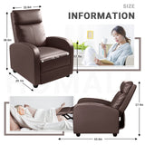 Homall Recliner Chair, Recliner Sofa for Adults, Recliners Home Theater Seating with Lumbar Support, Reclining Sofa Chair for Living Room (Leather, Brown) Homall