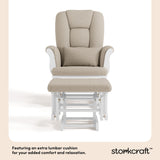 Storkcraft Tuscany Custom Glider and Ottoman with Free Lumbar Pillow (White/Taupe Swirl) - Cleanable Upholstered Comfort Rocking Nursery Chair with Ottoman Storkcraft