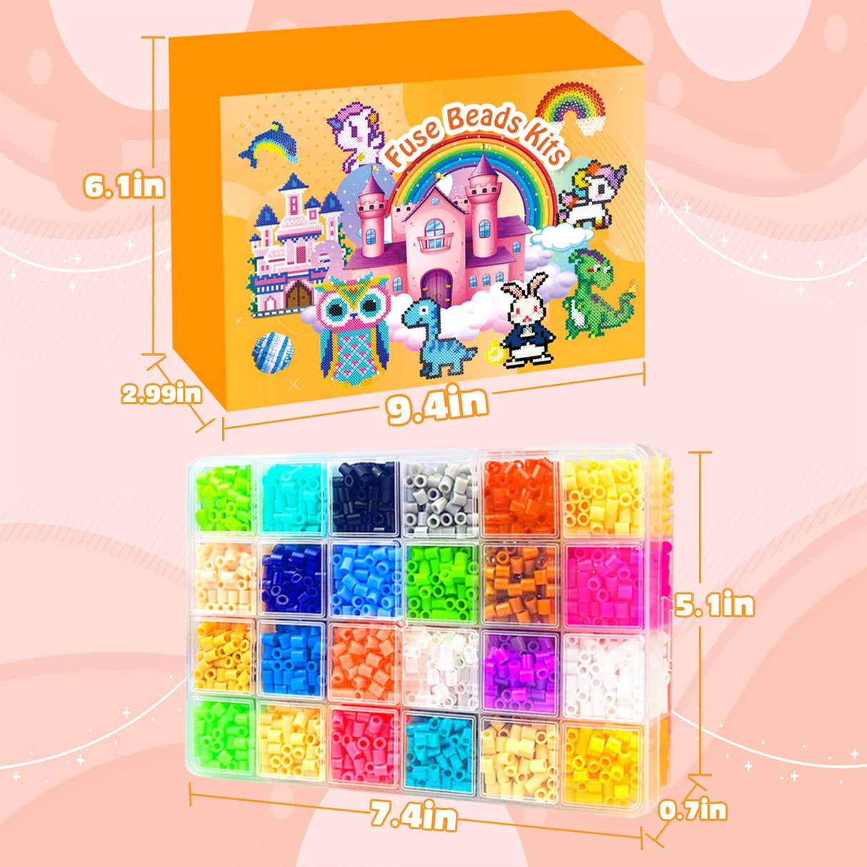 Fuse Beads Kit - 72 Colors 5mm Fuse Beads Set with Pegboards, Ironing Papers and Accessories, Fuse Beads 3 Boxes, DIY Craft Kits for Kids, Arts and Crafts Gifts for Girls & Boys Christmas Birthday AJAZPER