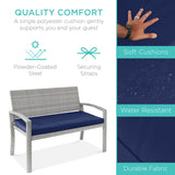 Best Choice Products Outdoor Bench 2-Person Wicker Garden Patio Benches Seating Furniture for Backyard, Porch w/Seat Cushion, 700lb Capacity - Gray/Navy Best Choice Products