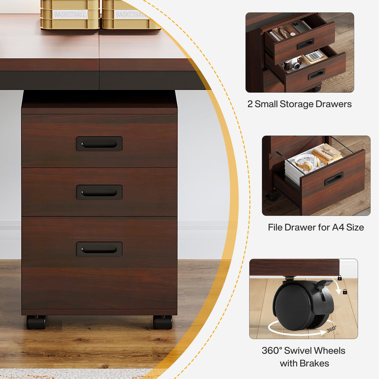 Tribesigns 78.7-Inch 2 Person Desk with File Cabinet, Extra Long Computer Desk with Storage Drawers, Double Desk for Two People, Long Narrow Desk Workstation for Home Office Tribesigns