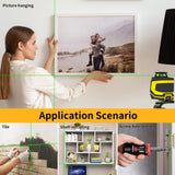 ASOBRIS 360° Laser-Level-with-Tripod Self-Leveling, Green Cross Line Laser with Horizontal Vertical Beam, Laser Tool for Picture Hanging Construction Floor Tile Wall, Carrying Pouch Battery Included ASOBRIS