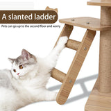 Mekidulu 65-Inch Multi-Pure Wood-Level Cat Tree Tower with Condo, 13 Scratching Posts, with Padded Platform Bed, Toy Balls, and Sisal Scratching,Cat Tree for Indoor Cats Large Adult，Wood cat tree. Mekidulu