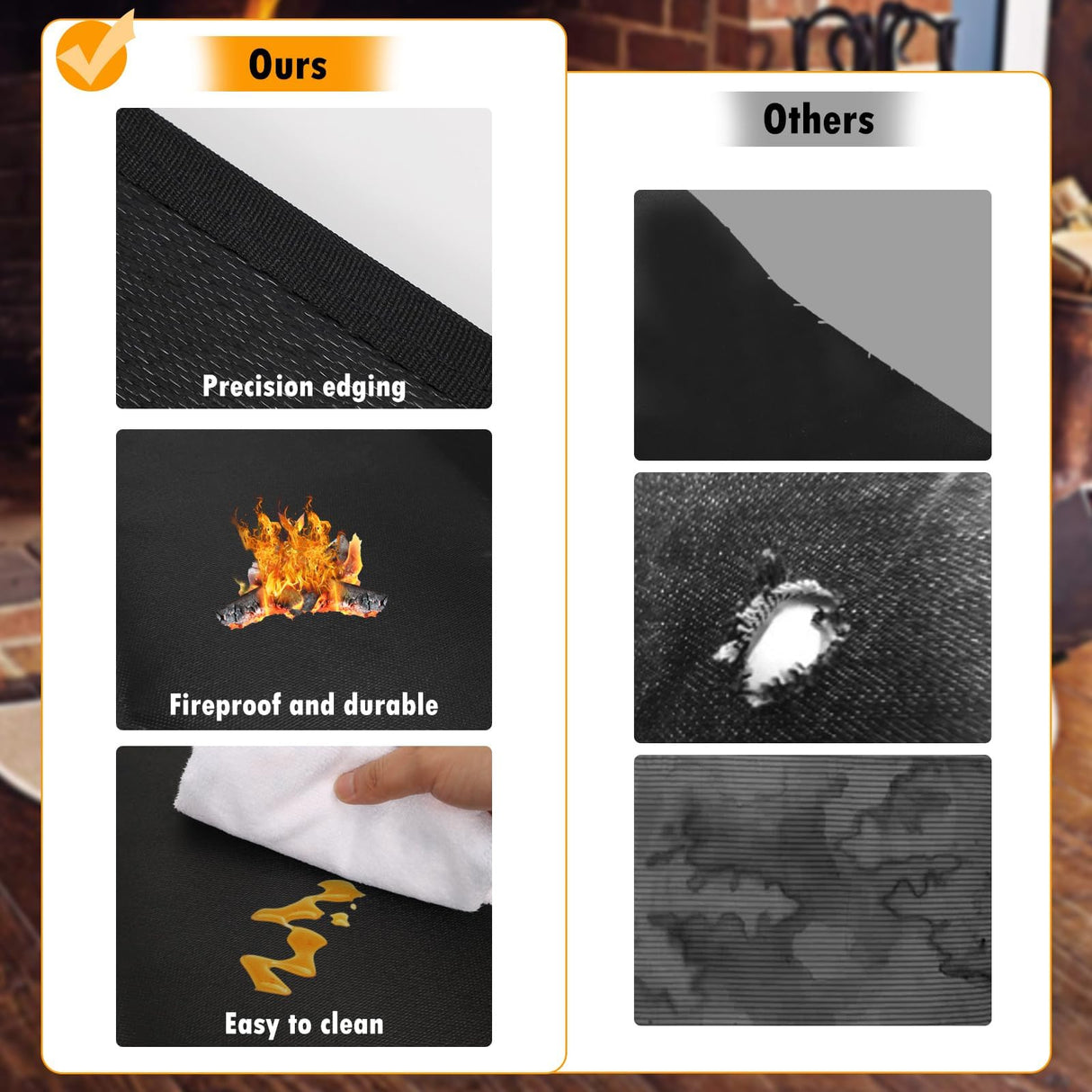 26x46inch Fireproof Hearth Mats for Fireplaces Fire Resistant Rectangle Fire Pit Mat,Fireproof Grill Pads,Under Grill Mat for Outdoor Charcoal, Smokers, Gas Grills, Deck and Patio Protective Mats Svepndic