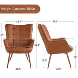 Yaheetech Leather Accent Chairs, Living Room Chairs Leather Large Armchairs Accent Chairs with Metal Legs for Living Bedroom Office Statement, Camel Yaheetech