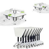 CUAOCEZ Conference Room Table Foldable Flip Top Mobile Training Table,combinable trapezoidal Conference Table Computer Desk,Metal Frame,with Modesty and Lockable Wheels Seminar Training Table (8PCS) CUAOCEZ
