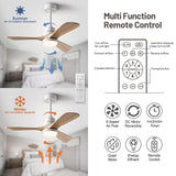 FXZZ 42" Wood Ceiling Fans with Lights and Remote, Quiet Reversible DC Motor and 3 Color LED Light, 3 Blades 6 Speed Ceiling Fan for Farmhouse Living Room Bedroom Dining Room Workroom Study FXZZ