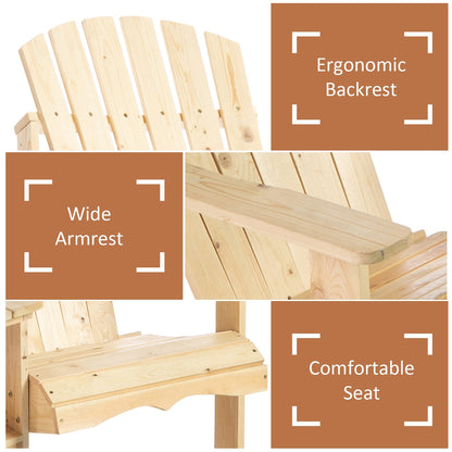 Outsunny Wooden Adirondack Chairs for Two People, Outdoor Fire Pit Chair with Table & Umbrella Hole, Patio Chair for Deck Lawn Pool Backyard, Natural - WoodArtSupply