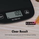 NUTRI FIT Food Scale for Kitchen Scales Digital Weight Grams and Ounces, Baking Scale Accurate for Weight Loss, Cooking, Coffee, Keto Diet, Meal Prep, 0.1oz Ultra Slim Smart Tare Black NUTRI FIT
