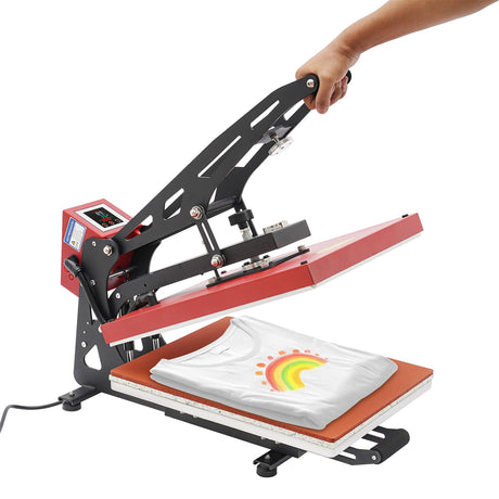 16"x20" Intelligent Control Semi-Automatic Heat Press Machine, Adjustable Pressure Slide Out Vertical Version Heat Printing Presses Transfer Machine with LCD Touchscreen, for T-Shirt, Mug (Red) BUKGOCUMN