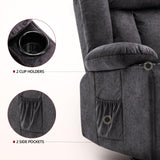 COMHOMA Recliner Chair,360° Swivel Rocker Glider Recliners with Cup Holders, Upholstered Fabric Rocking Chair for Adults,Manual Reclining Single Sofa for Living Room,Gray COMHOMA