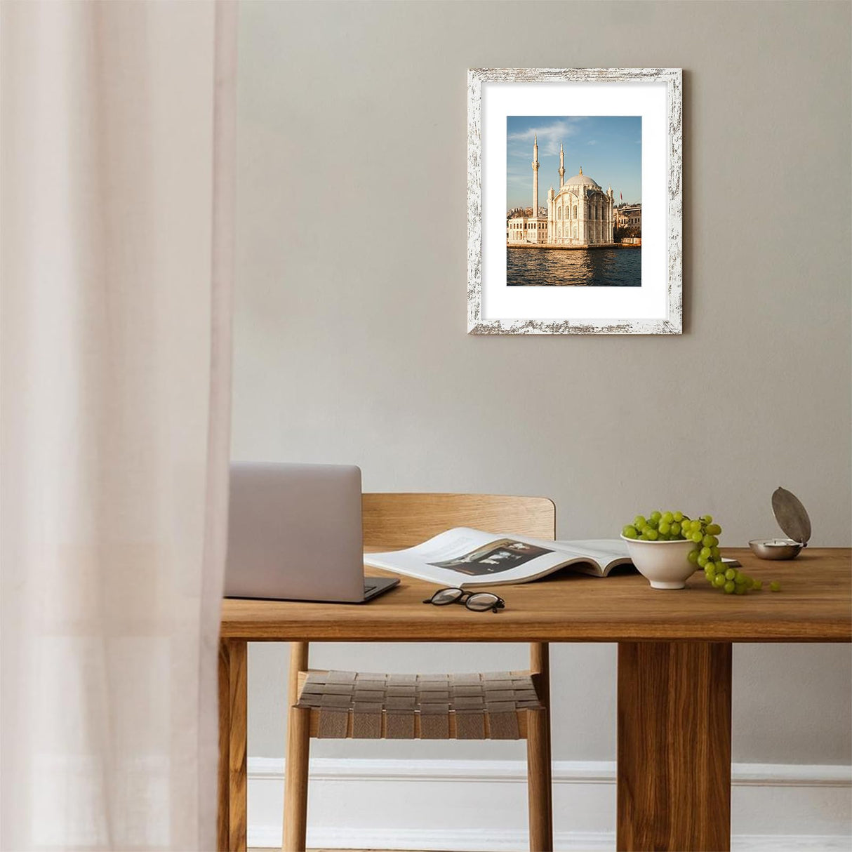 Vittanly 11x14 Picture Frame, Display Pictures 8x10 with Mat or 11x14 without Mat, Rustic Photo Frame for Wall Mounting, Distressed White, 1 Pack Vittanly